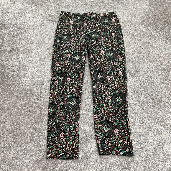 J.Crew Skimmer Crop Ankle Pants Womens 00 Navy Blue Floral Mid Rise Casual 28x25 - Picture 1 of 12